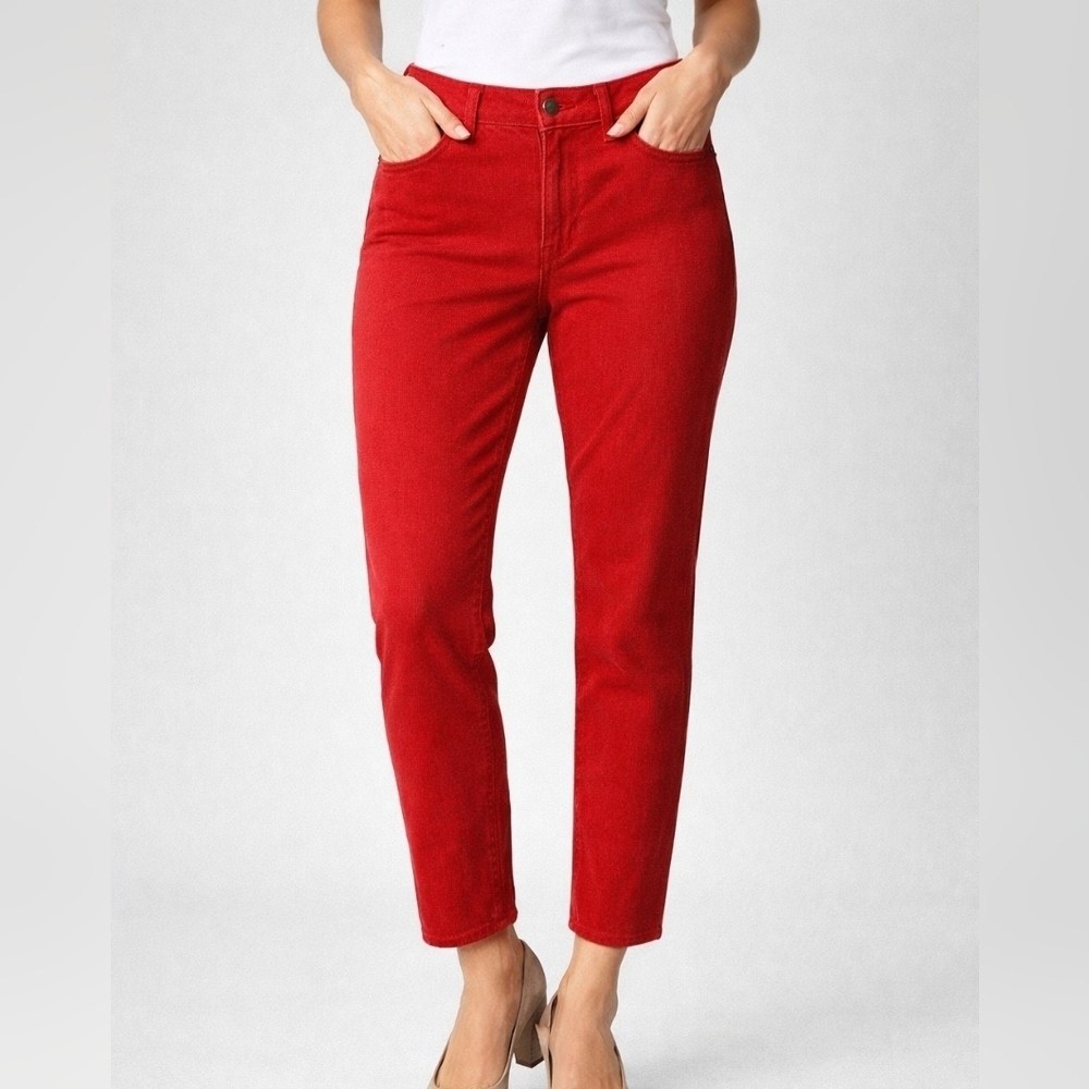 VTG NYDJ Red Denim Midrise Ankle Jeans 34 x 28 Size 10